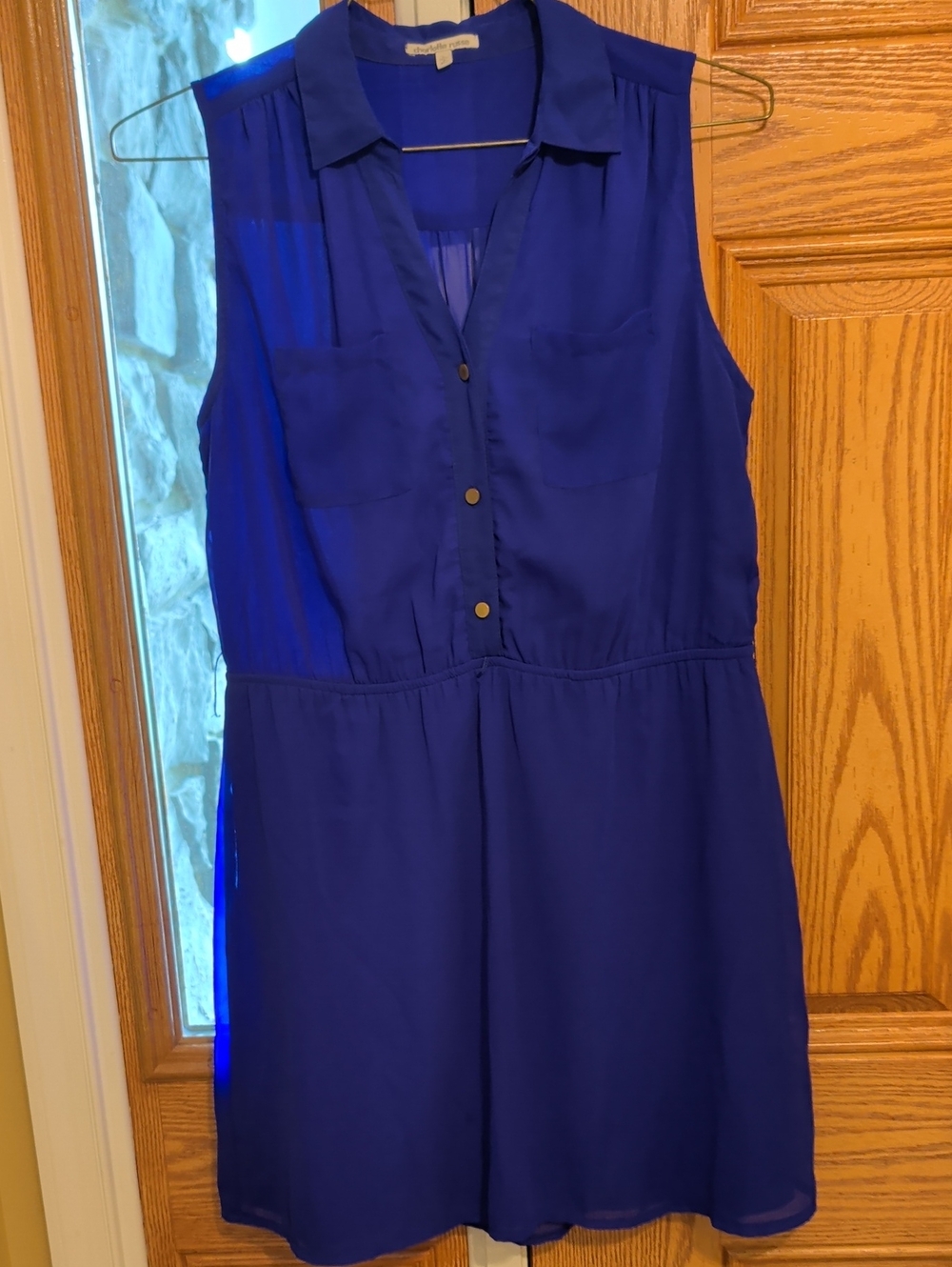 Charlotte Russe Sleeveless Royal Blue Shirt Dress